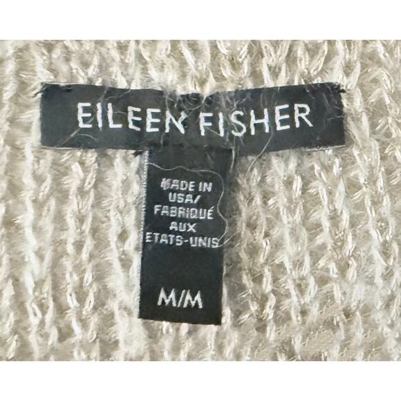 Eileen Fisher Women's V-Neck Maple Oat Cropped Cardigan Sweater Metallic Mohair - Picture 8 of 9
